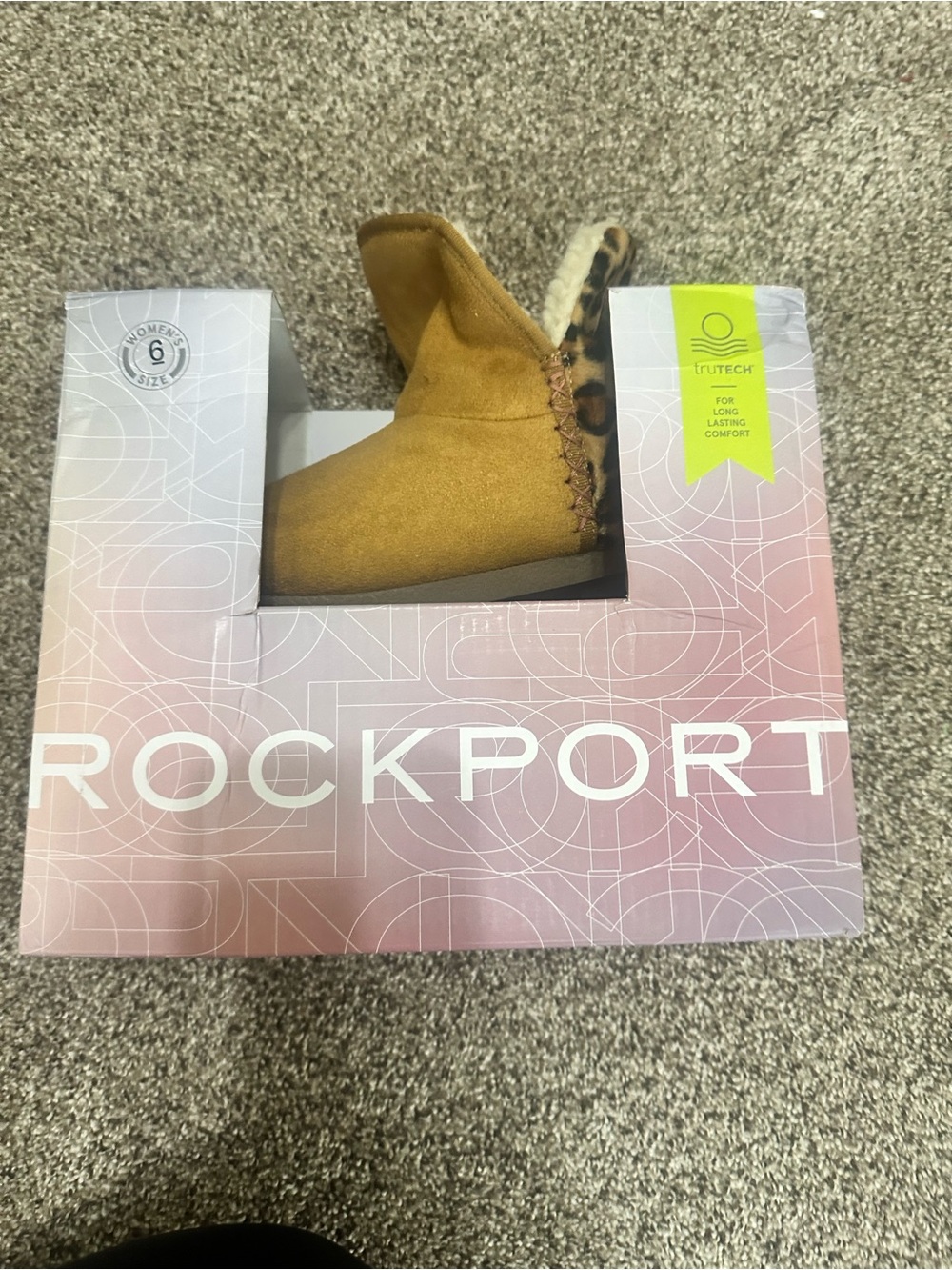 Rockport Women's Tan Suede Moccasin Slipper with Shearling Trim